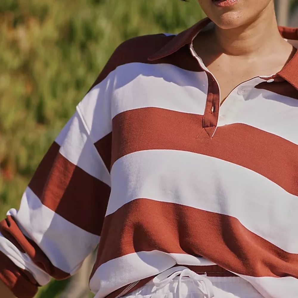NWT Anthropologie x Beach Riot Rugby Polo Top// 2X